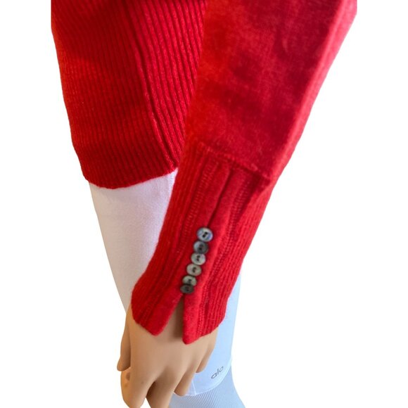 Susan Bristol Vintage 100% Merino Wool Red Sweater Women's L/XL Pullover Buttons - Picture 6 of 11